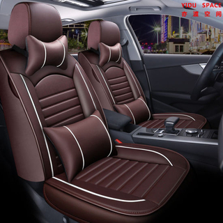 Accesorios de coche Decoración de coche 360 ​​Cojín de asiento de coche de cubierta completa Universal de lujo Color café Funda de asiento de coche de cuero de PU