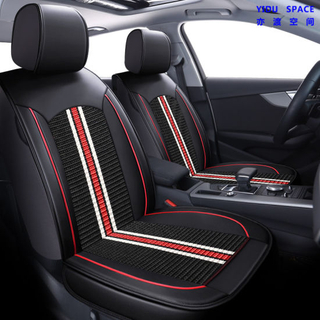 Accesorios de coche Decoración de coche 360 Cubierta de asiento de coche totalmente cubierta Universal Lujo Seda de hielo Negro PU Cuero Auto Asiento de coche Cojín